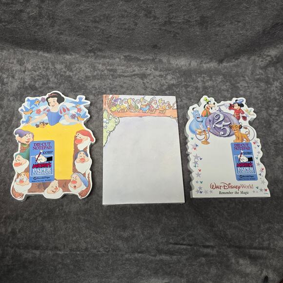 Walt Disney Die Cut Notepad 25th Anniversary Snow White & 7 Dwarfs Note Pad Set - Picture 10 of 10
